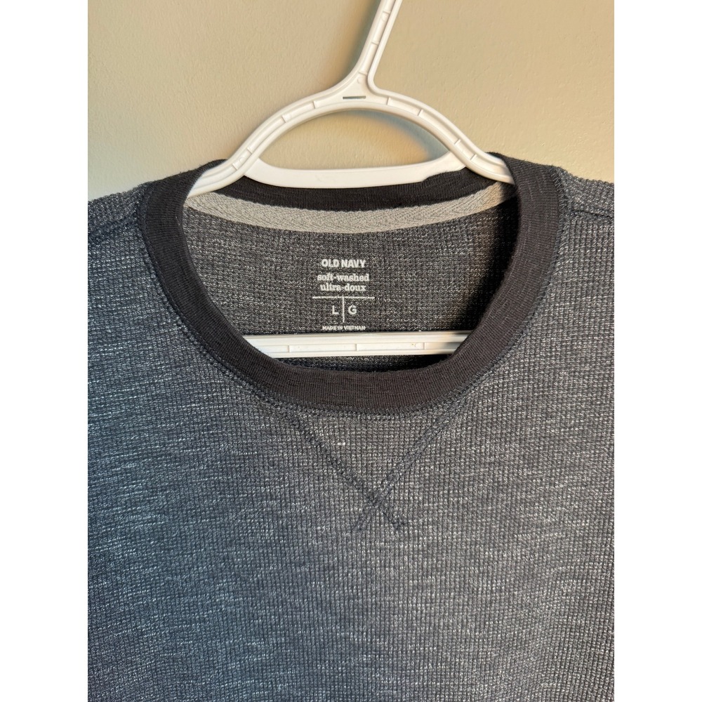 Old Navy Mens Charcoal Gray Waffle Knit Thermal Shirt Large Gorpcore Basics - Picture 4 of 12
